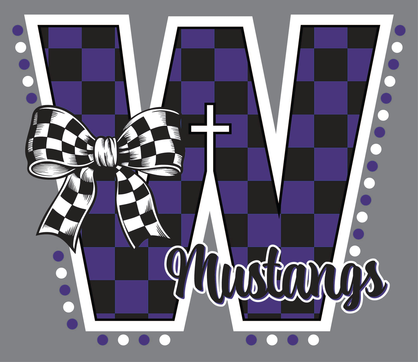 RETRO CHECK Wesleyan Mustangs BELLA+CANVAS® Unisex Deep Heather Grey CVC Short Sleeve Tee