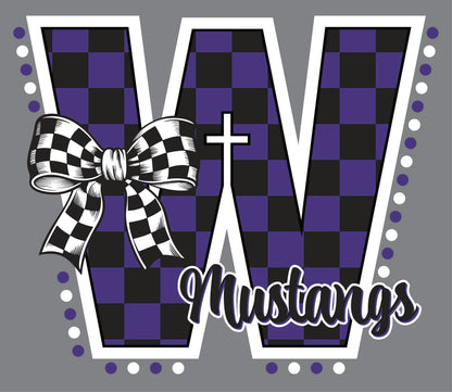 RETRO CHECK Wesleyan Mustangs BELLA+CANVAS® Unisex Deep Heather Grey CVC Short Sleeve Tee