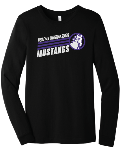 Vintage Design Wesleyan Christian School Mustangs Long Sleeve