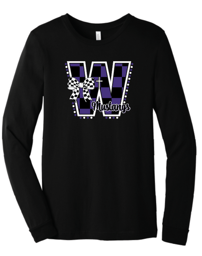 RETRO CHECK Wesleyan Mustangs Long Sleeve Tee